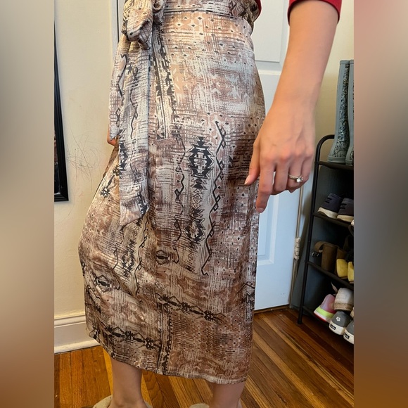 Dress Forum Tribal Print Straight Wrap Skirt, Size Small - Picture 2 of 10